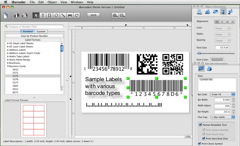 MacOS X barcode generator