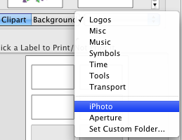 Home Business Card Label import your iPhoto images