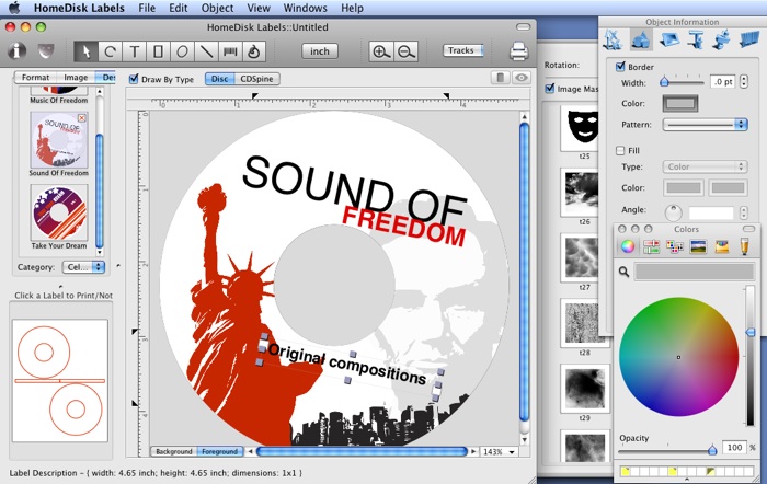 Home Disk Labels - mac cd label maker, screen shot picture