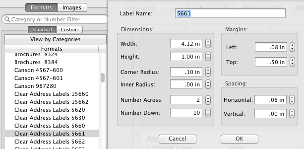 Labels and Databases - Edit Label