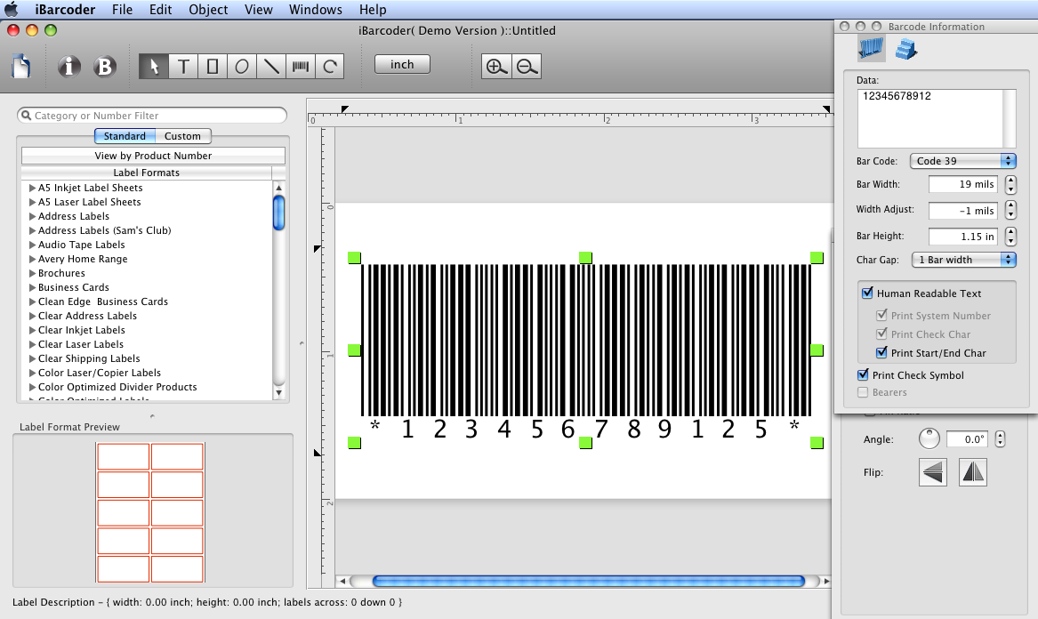 Mac code 39 barcode image