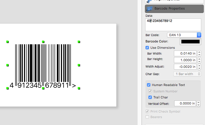 Properties barcode image