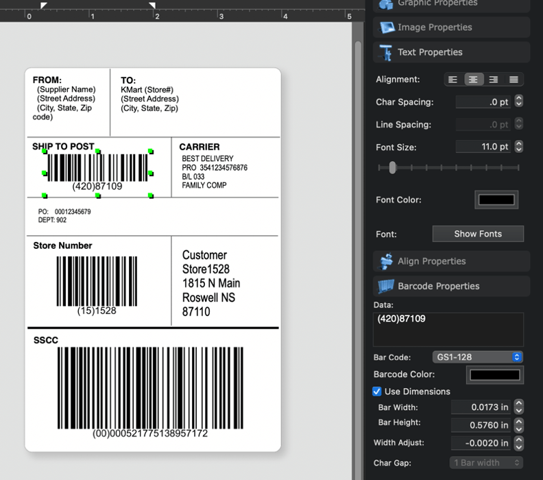 create sequential barcodes and sequential text