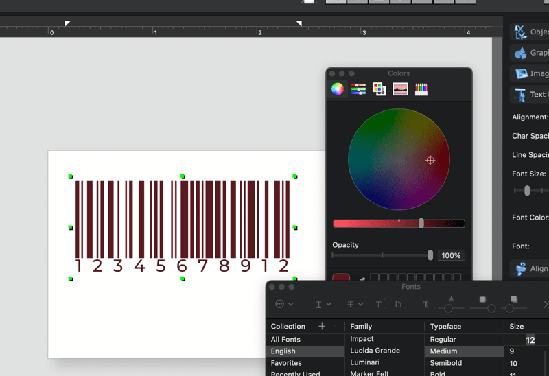 create sequential barcodes and sequential text