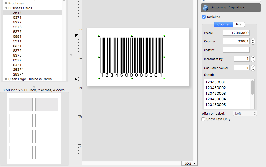iBarcoder: Print Sequential Labels at Given Positions